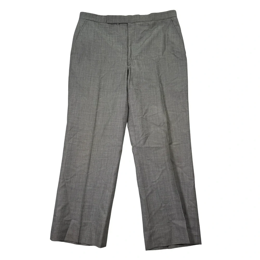 Vintage Hickey Freeman Boardroom Mens 42R Wool Suit Pants 35x28 Gray 2-Button